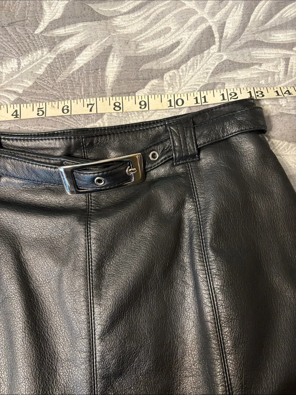 Wilson Black Leather Mini Skirt with Buckle Belt